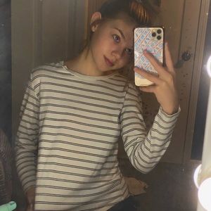 Old navy white striped shirt.